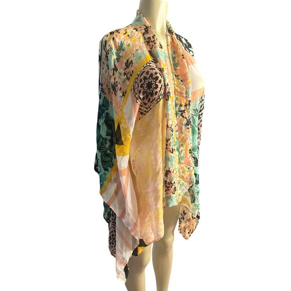 Women One Size Anthropologie Clea Kimono Printed Top Shrug Duster Layering Boho - Picture 1 of 6